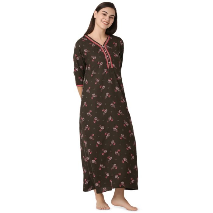 Rayon Nighty Regular Mehandi - Image 3