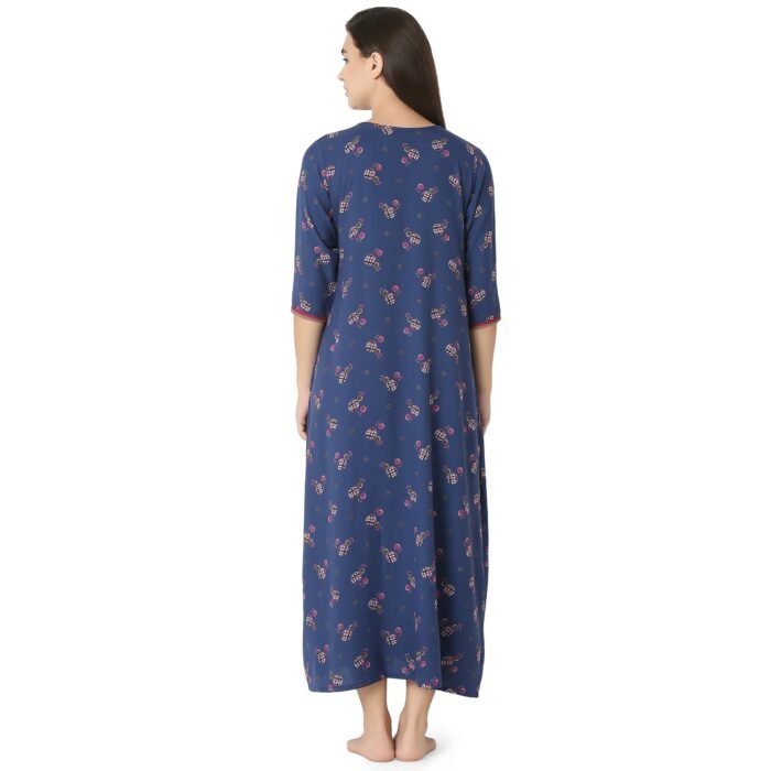 Rayon Nighty Regular Navy Blue - Image 4