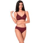 Plain Mold T-Shirt Bra SET-Bra-Maroon