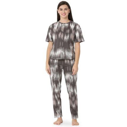 Brown Modern Abstract -T-Shirt Pyjama Set