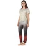 Rayon Satin Night Suit Regular-Maroon