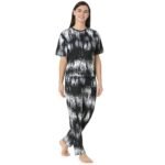 Black Abstract Printed-T-Shirt Pyjama Set - Image 4