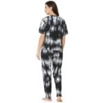 Black Abstract Printed-T-Shirt Pyjama Set - Image 2