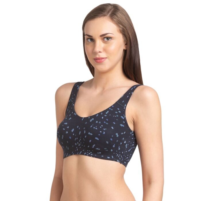 Non Padded Solid Low Impact Sports Bra  Navy Blue - Image 3