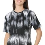 Black Abstract Printed-T-Shirt Pyjama Set - Image 6