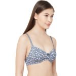Printed Polymide Padded T-shirt Bra Grey - Image 4