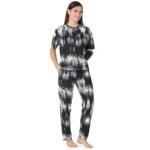 Black Abstract Printed-T-Shirt Pyjama Set - Image 8