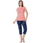 Capri Night Suit Regular-Peach - Image 4