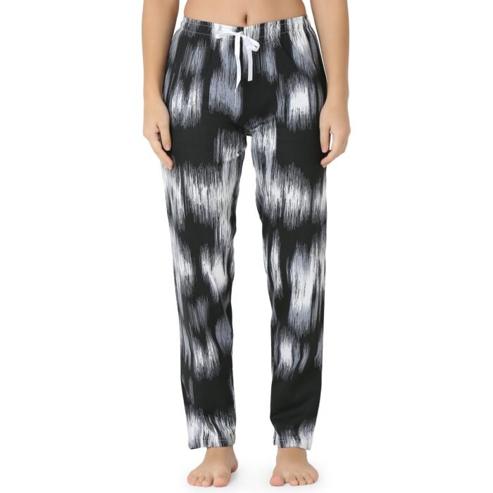 Black Abstract Printed-T-Shirt Pyjama Set - Image 5