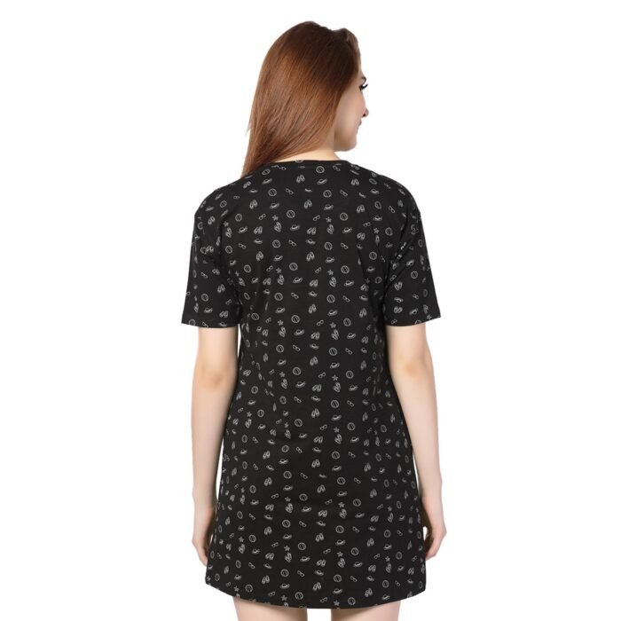 Cotton External Summer T-Shirt Dress Black - Image 2