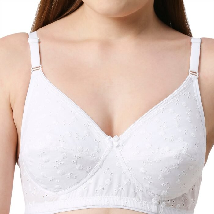SOFT-Cotton Non Padded Non Wired T-Shirt Bra-White - Image 5