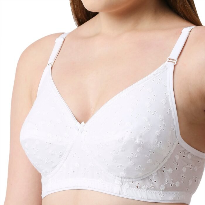 SOFT-Cotton Non Padded Non Wired T-Shirt Bra-White - Image 6