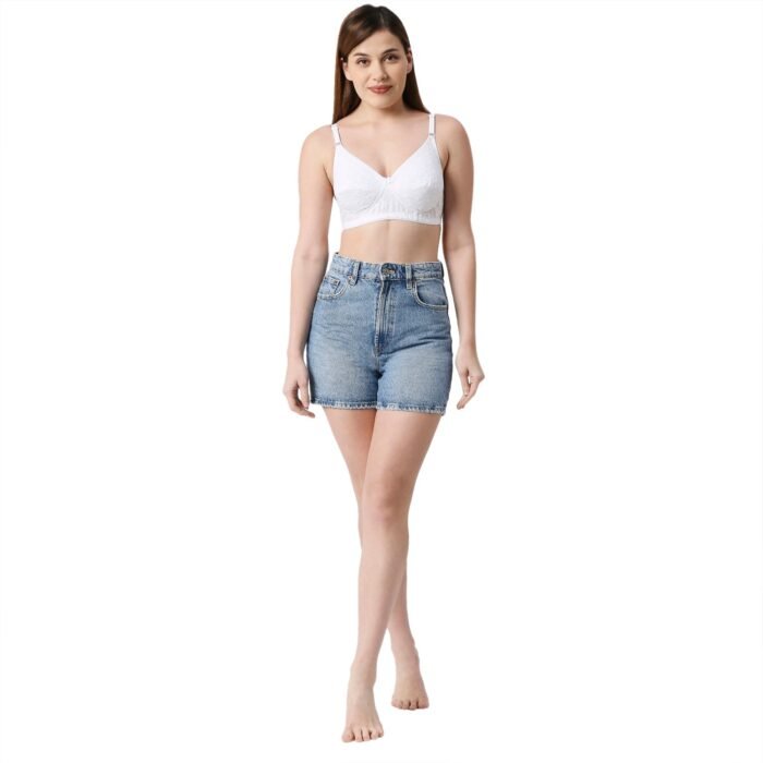 SOFT-Cotton Non Padded Non Wired T-Shirt Bra-White - Image 7