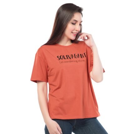 Cotton Solivagant Spirit Relaxed Fit T-Shirt Orange