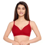 Cotton Lycra Basic Plain Padded T-Shirt Bra With Removable Straps